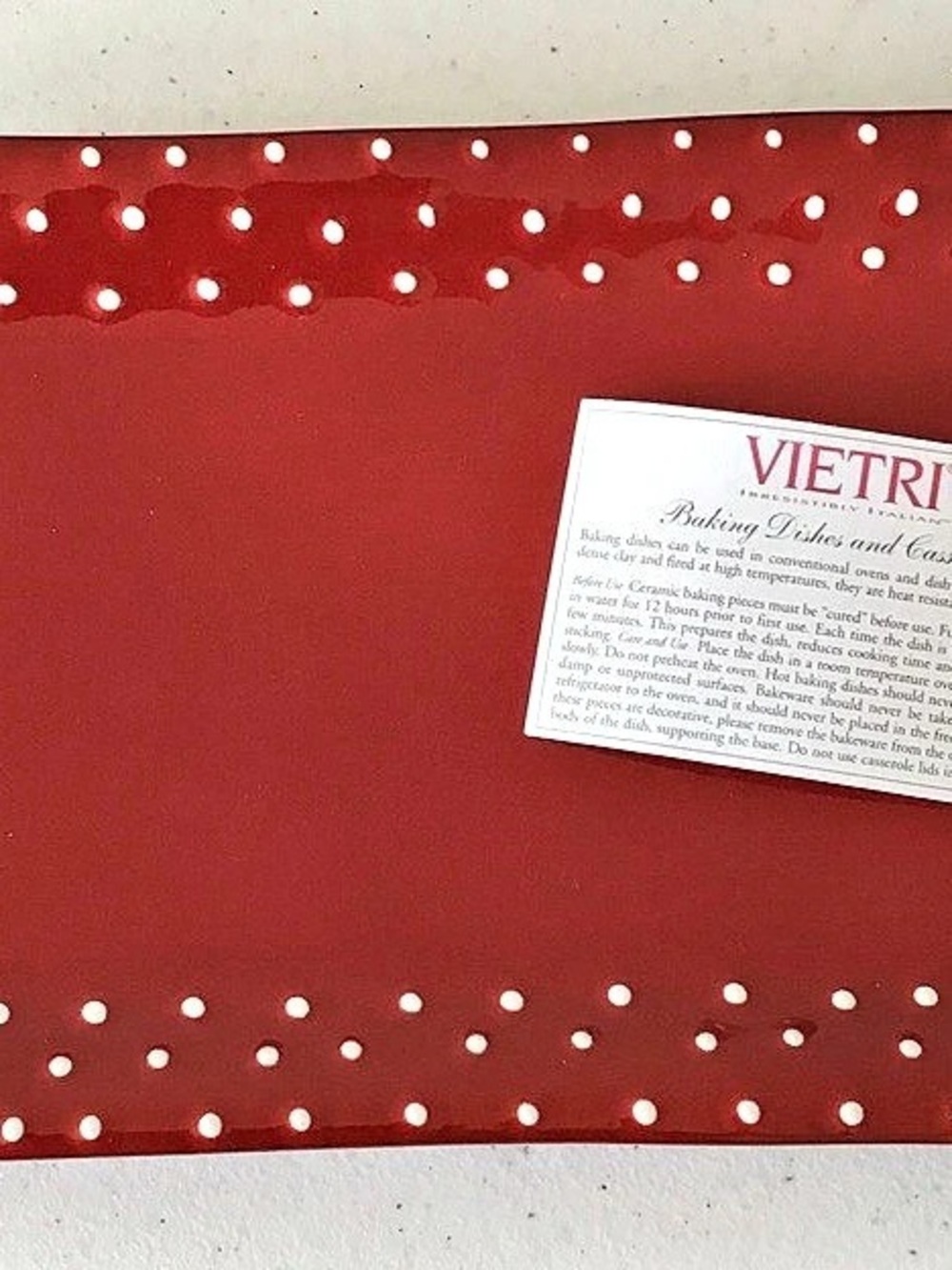 Vietri Red Rectangular Polka Dot Tray NWT